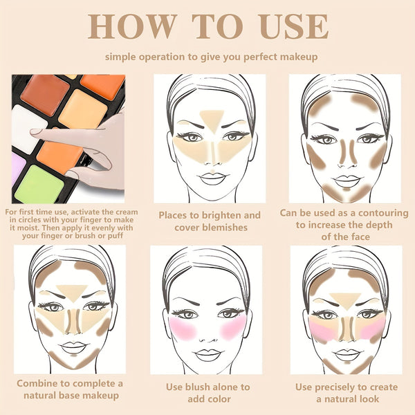 16-Color Matte Concealer Palette – Cream Contour, Color Correct & Matte Finish | Chamkili.com