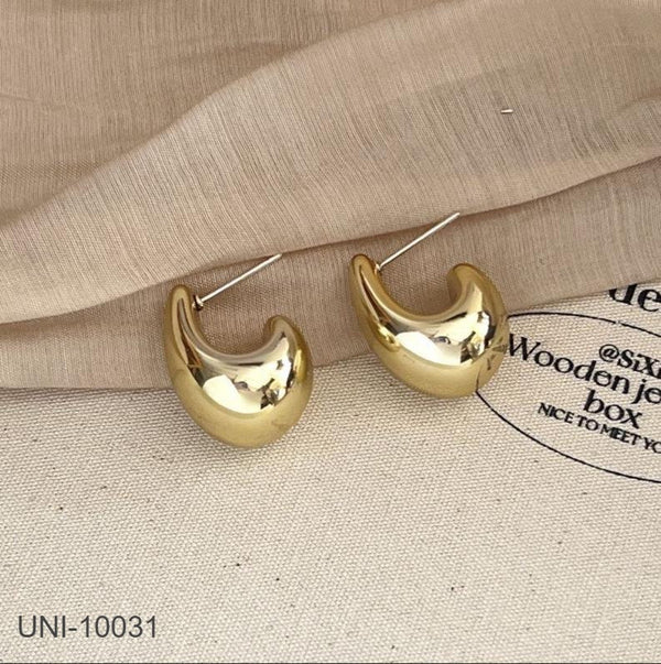 UNI-10031 Trendy Gold-Plated Chunky Earrings – Statement Alloy Fashion Jewelry | Chamkili.com